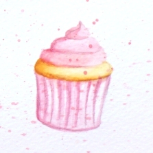 Watercolor Cupcakte